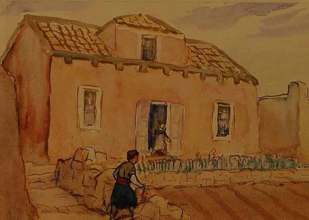 BURGE, Maud (1865-1957) - The Pink House Image 1++