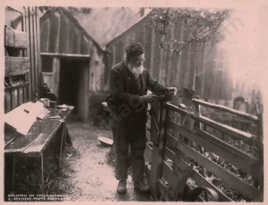SPENCER, Charles (1854-1933) - Scraping an Acquaintance - Old Man at Workbench Image 1++