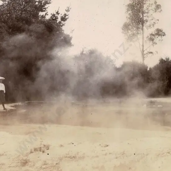 UNKNOWN - Woman Standing next to Hot Pool. Rotorua (late 19th Century)