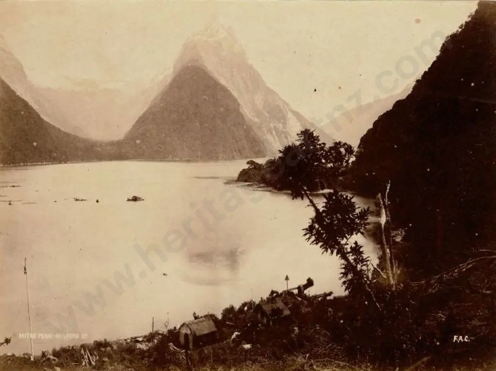 COXHEAD, Frank Arnold (1851-1908) - F.A.C. - Mitre Peak, Milford, c. 1880s Image 1++