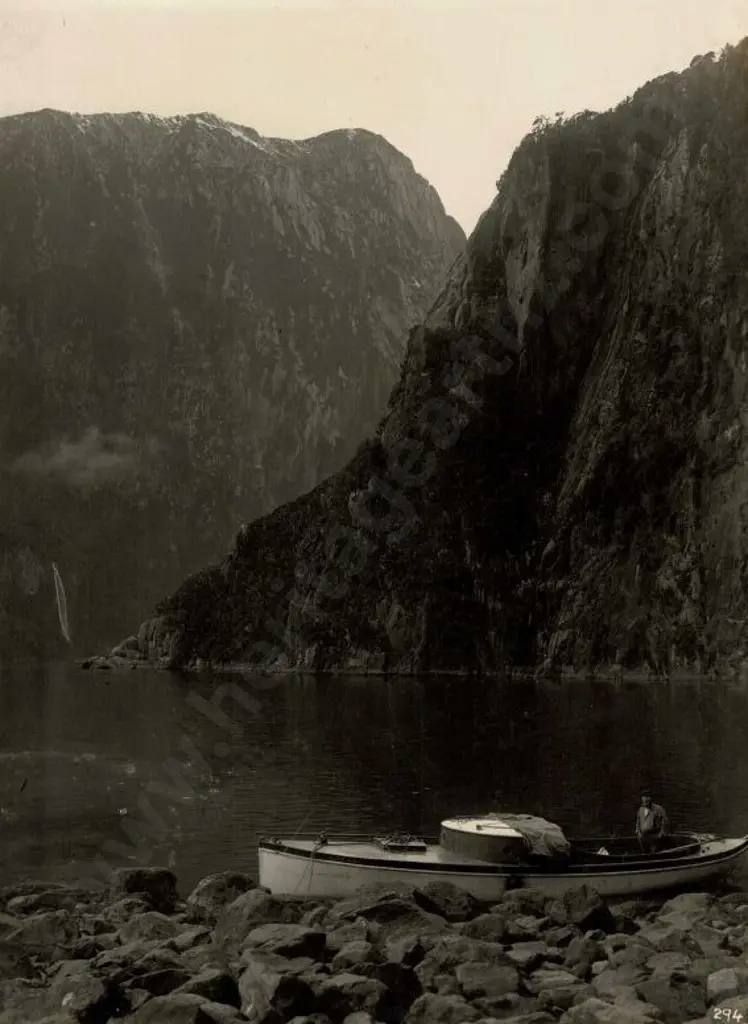 NZ GOVT PUBLICITY (Early 20th Cent.) - Milford Sound and Sterling Falls  c.1910 Image 1++
