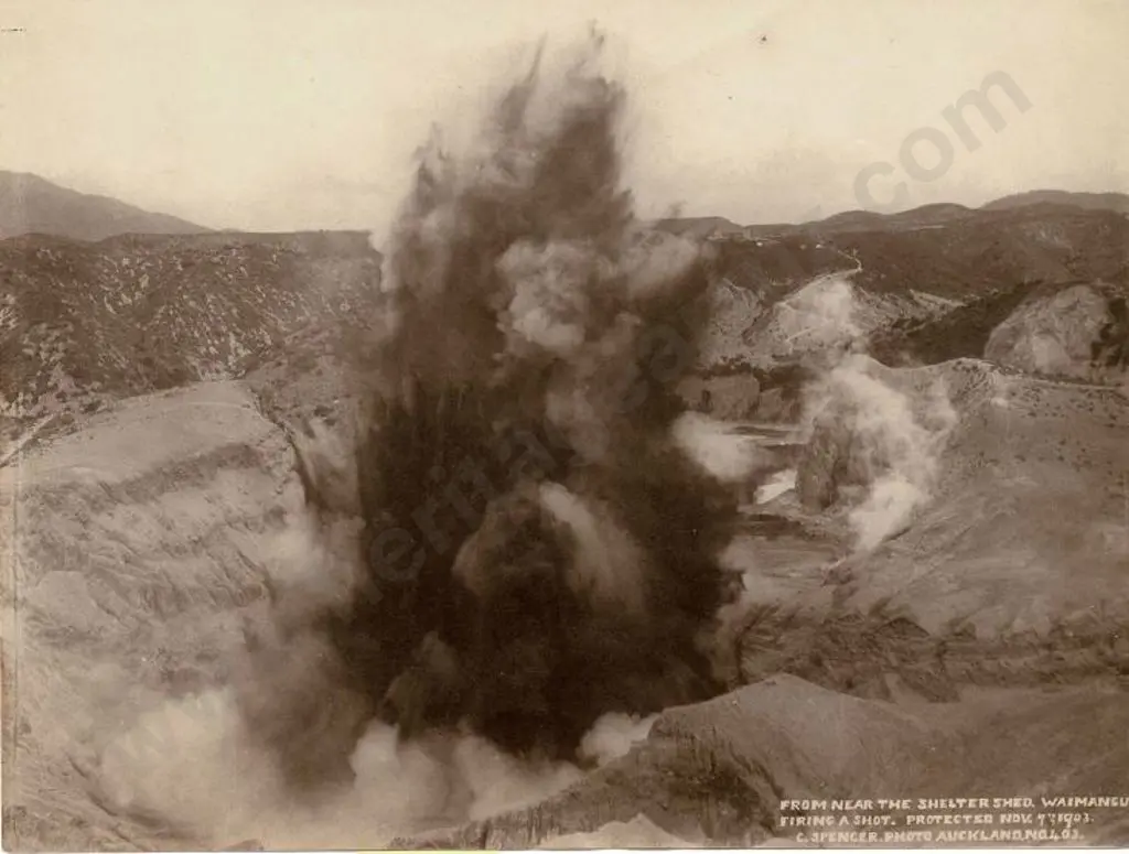 SPENCER, Charles (1854-1933) - From Near the Shelter Shed, Waimangu - Nov 7, 1903 Image 1++