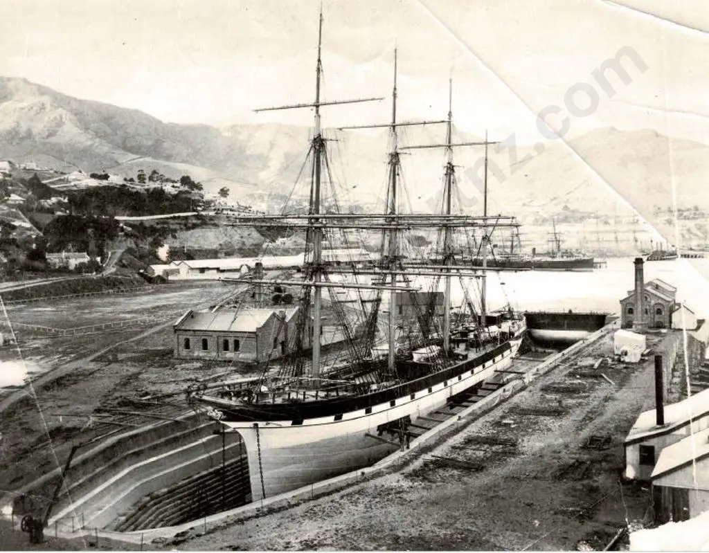 UNKNOWN - Sailing Ship in Dry Dock, c.1880 Image 1++