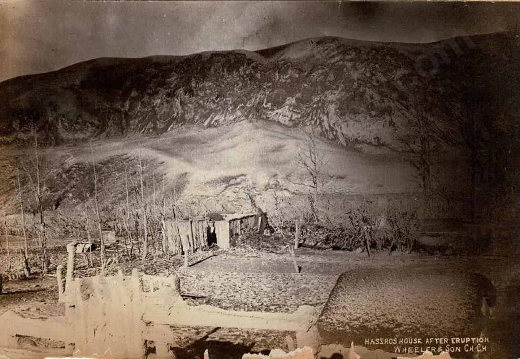 WHEELER, E. & SON - Christchurch (1864-1914) - Haszards House After Eruption (Tarawera) & Washing Day Lake Rotorua Image 1++