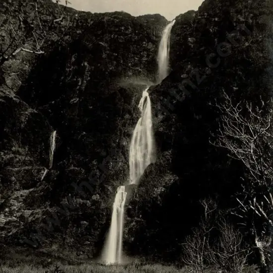 BURTON BROS - Dunedin (1870s-1890s) - The Sutherland Fall Near Milford Sound, 1897