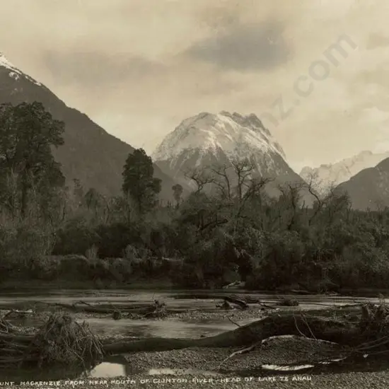BURTON BROS - Dunedin (1870s-1890s) - Mount MacKenzie from Near Mouth of Clinton River, c.1897