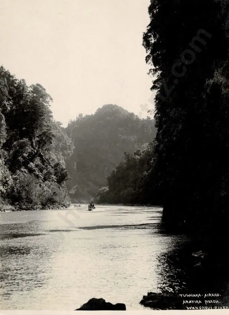 NZ GOVT PUBLICITY (Early 20th Cent.) - Tuwhaka Aireau, Aratira Reach, Wanganui River, c.1910 Image 1++