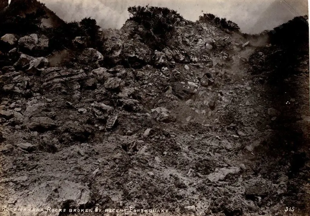 UNKNOWN - Rotomahana Rocks Broken by Recent Earthquake, c.1880 Image 1++
