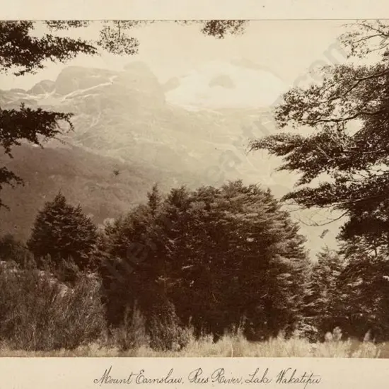 BURTON BROS - Dunedin (1870s-1890s) - Mount Earnslaw, Rees River. Lake Wakatipu, c.1880
