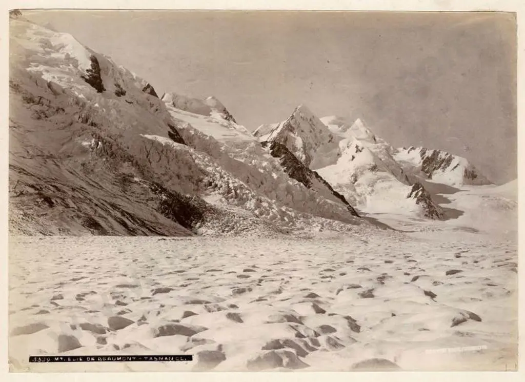 BURTON BROS - Dunedin (1870s-1890s) - Mt Elle de Beaumont, Tasman Glacier, c.1880 Image 1++