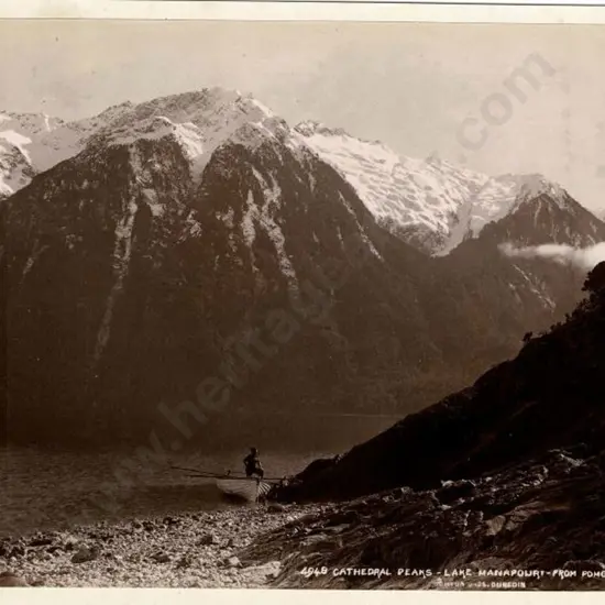 BURTON BROS - Dunedin (1870s-1890s) - Cathedral Peaks, Lake Manapouri, from Pomona Rd, c. 1880
