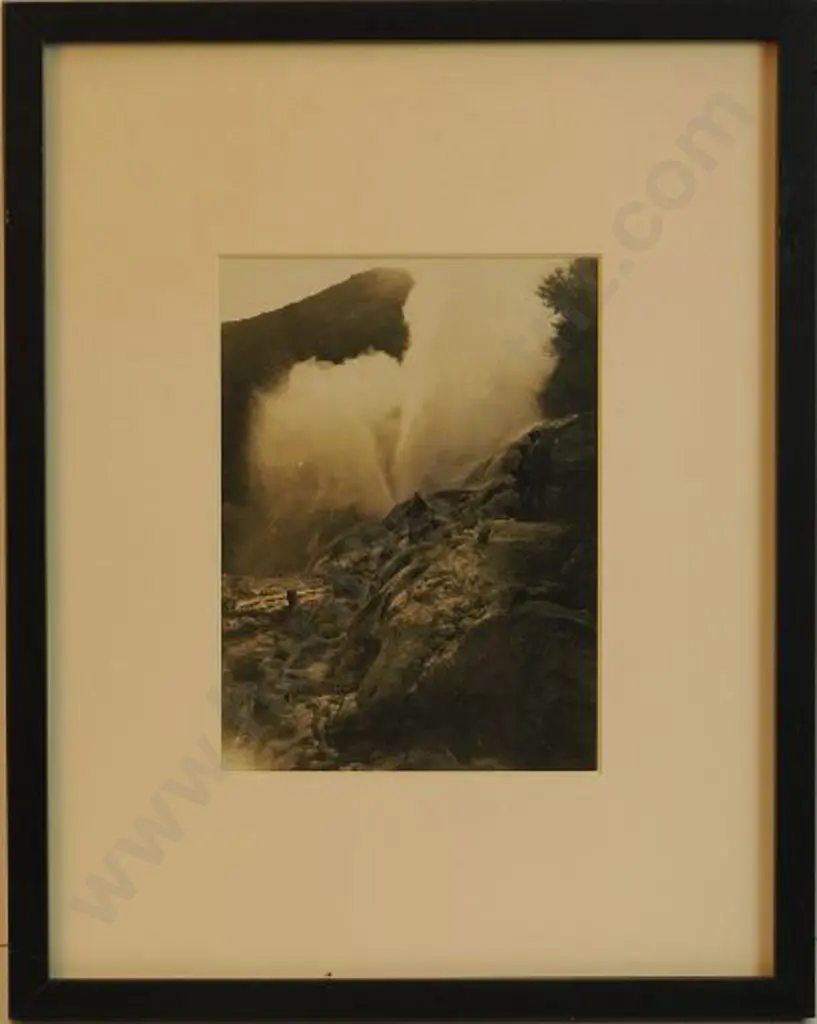 MARTIN, Josiah (1843-1916) - attrib. - Erupting Geyser, Rotorua, c.1880-1890 Image 1++