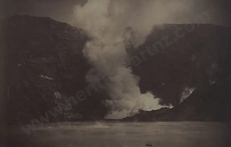 Rotorua Thermal Activity -  c.1887 - Unknown Photographer - A40 - Thermal Activity, Rotorua Lake - c.1887 following Tarawera Eruption Image 1++