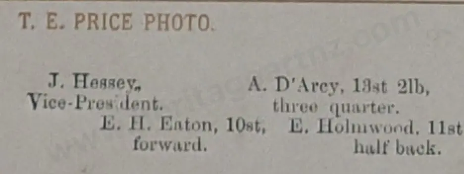 PRICE, Thomas Edward (1863-1928) - Masterton Football Club, 1891 Image 1++
