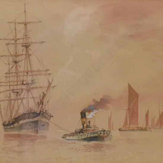 COLE, Herbert R. (1890-1962) - Sailing Ship under Tow