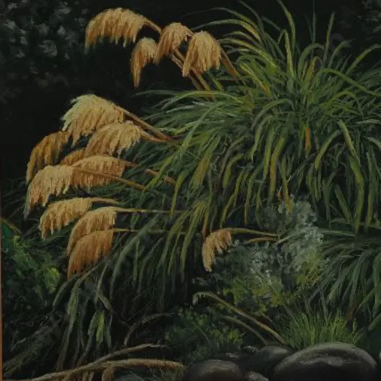 ROSS, Jane (Contemporary) - River Bank with Toi Toi