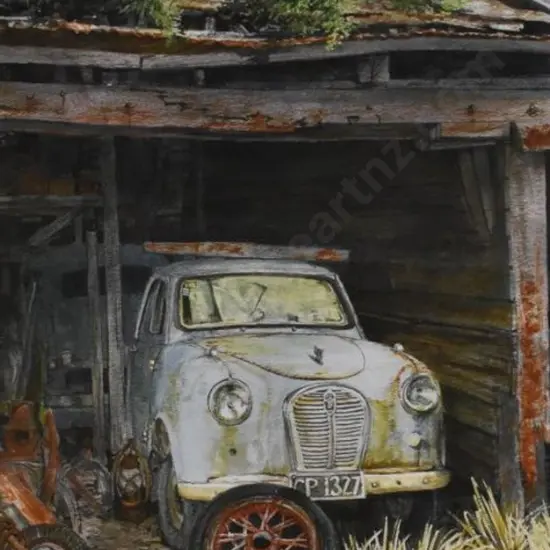 ALLDRITT- MILLER, Jan (1944-) -  'Retired' - Old Car in Shed