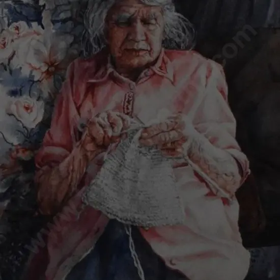 ALLDRITT- MILLER, Jan (1944-) - 'Granny' - Old Lady Knitting