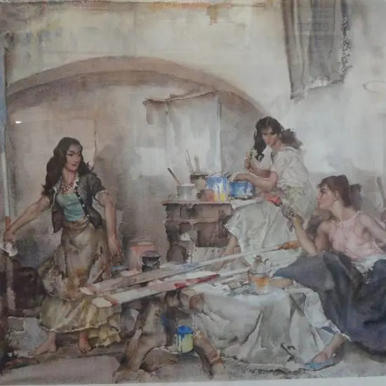 FLINT, Sir William Russell R.A. (1880-1969) - A Question of Colour  - Women painting oars -