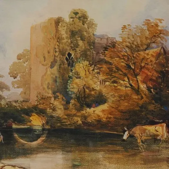 BARNARD, Rev. William Henry (1767-1818) - Remains of Castle with Cattle