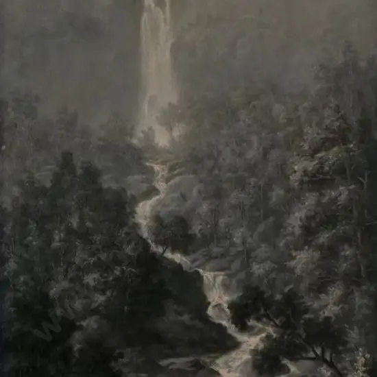 DELAWARR, Val (1852-1918) - Gushing Waterfall in Stream